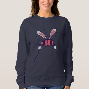 Sudadera Conejo de esquí con bastones de esquí y gafas de e