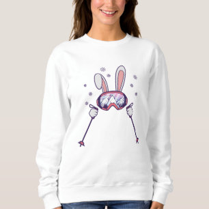 Sudadera Conejo de esquí con bastones de esquí y gafas de e