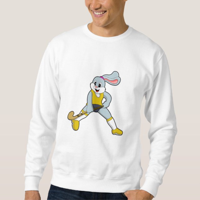 Sudadera Conejo de hockey con bate de hockey (Anverso)