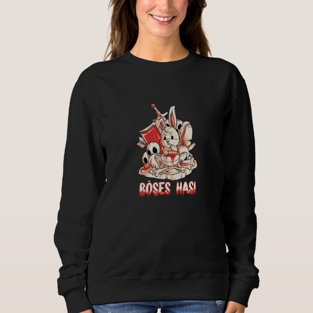 Sudadera Conejo De Horror Malvado Con Escudo De Espadas Y A (Anverso)