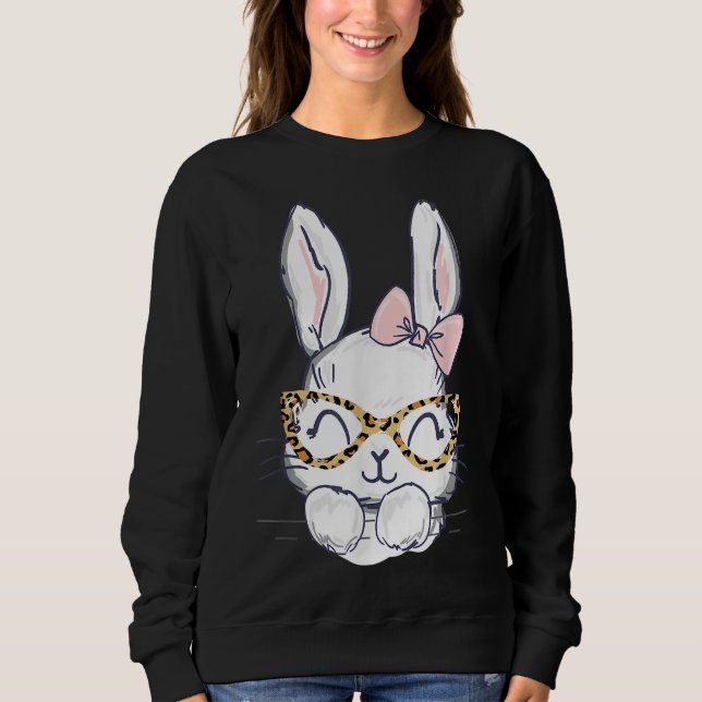 Sudadera Conejo de Pascua con gafas de guepardo para mamá (Anverso)