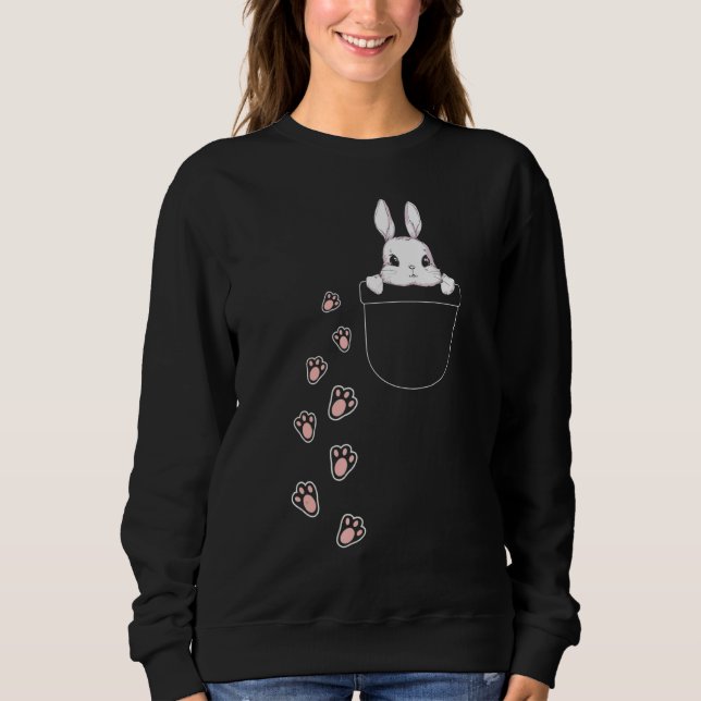 Sudadera Conejo De Pascua En Huellas De Conejo Rosa (Anverso)