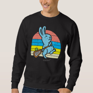 Sudadera Conejo de Pascua Jugando Lacrosse Retro Lax Hombre
