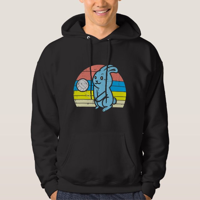 Sudadera Conejo de Pascua Jugando Voleibol Retro Hombres De (Anverso)