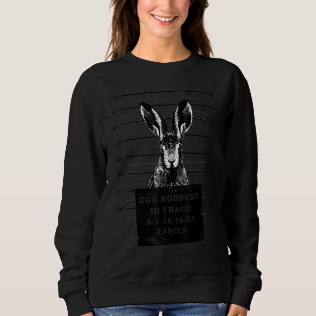 Sudadera Conejo de Pascua Mugshot busca conejo, huevos de P (Anverso)