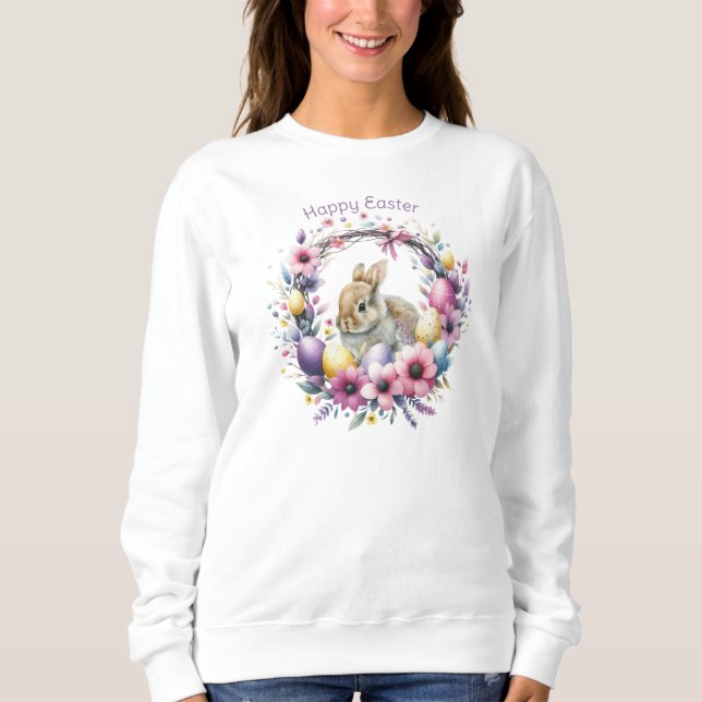 Sudadera Conejo de Pascua Personalizado Acuarela (Anverso)