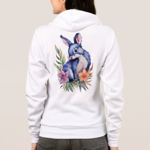 Sudadera Conejo en arte de Parche Floral, Elegante Unisex
