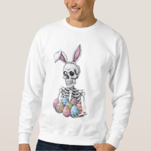Sudadera Conejo Esqueleto Sosteniendo Huevos de Pascua Cone