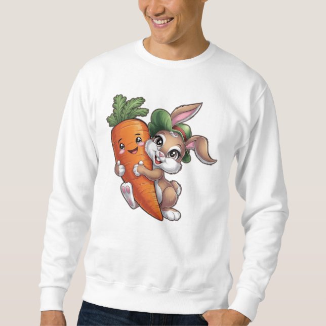 Sudadera Conejo feliz con una zanahoria gigante (Anverso)