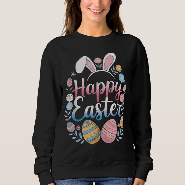 Sudadera Conejo Feliz de Pascua Huevo de Pascua de Primaver (Anverso)