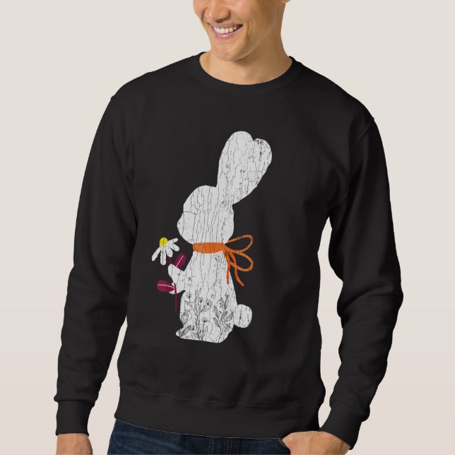 Sudadera Conejo gráfico de conejo floral conejo (Anverso)