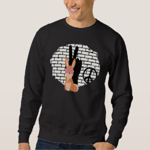 Sudadera Conejo Hippie Con Signo De Paz Para Amor Y Paz En