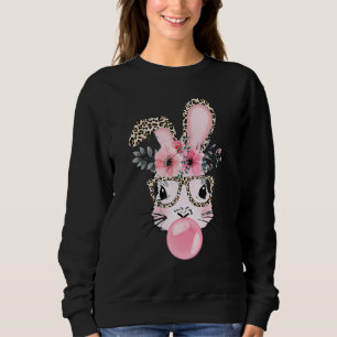 Sudadera Conejo lindo con lentes de leopardo Bubblegum East