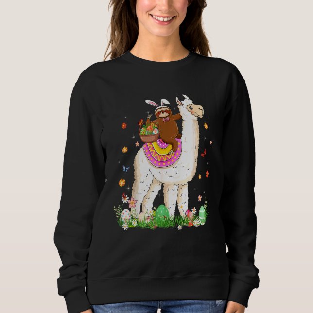 Sudadera Conejo lindo conejo montado Llama Cesta de huevos  (Anverso)