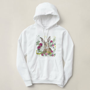 Sudadera Conejo lindo en flores acuarelas