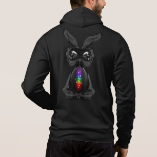 Sudadera Conejo negro lindo con alma arcoiris chakra