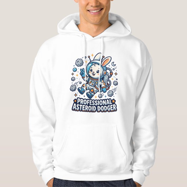 Sudadera Conejo Profesional que Esquiva Asteroides (Anverso)