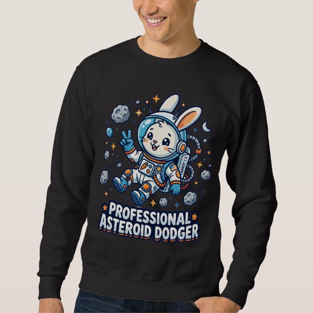Sudadera Conejo Profesional que Esquiva Asteroides (Anverso)