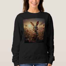 Sudadera Conejo Robot en Campo de Flores Steampunk