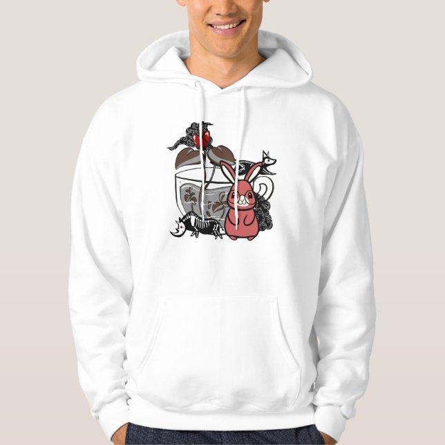 Sudadera Conejo Rojo Oscuro y Taza de Té Mística (Anverso)