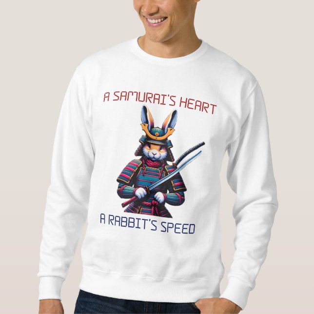 Sudadera Conejo Samurai con flores de Katana y cerezo (Anverso)