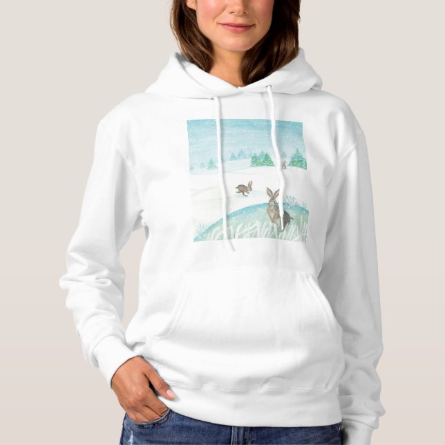 Sudadera Conejos sentados y saltando de nieve (Anverso)