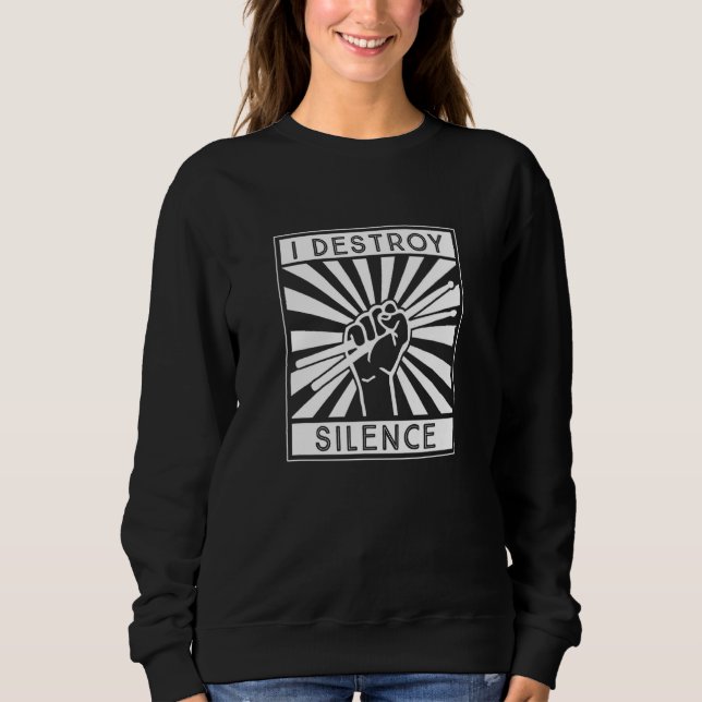 Sudadera Conjunto de batería I Destroy Silence Baterista    (Anverso)