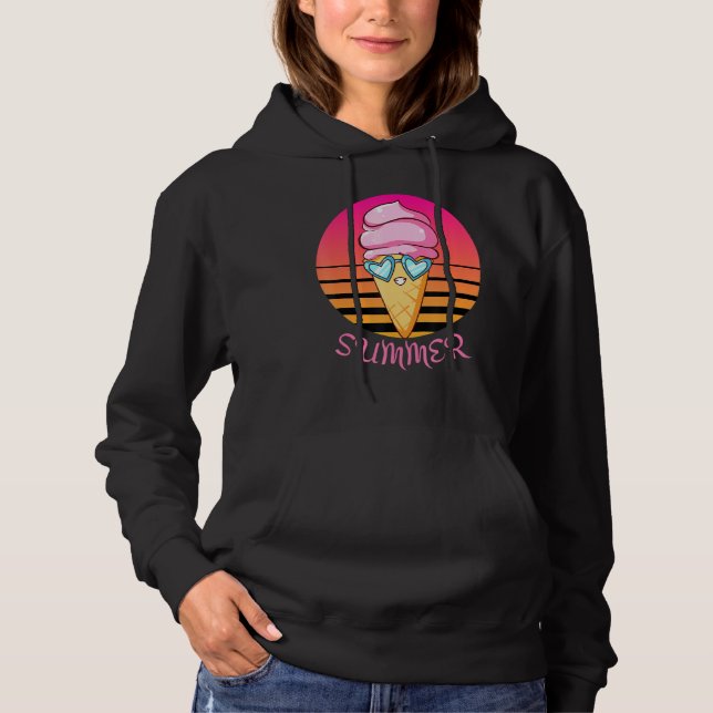 Sudadera Cono De Helado De Verano De Amanecer Con Gafas De  (Anverso)