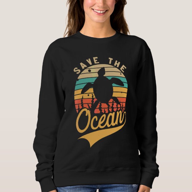 Sudadera Conservación de ballenas Salva el océano retro (Anverso)