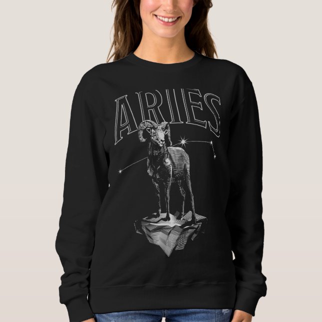 Sudadera Constelación de Rótulo zodiaco Aries Astrología Ho (Anverso)
