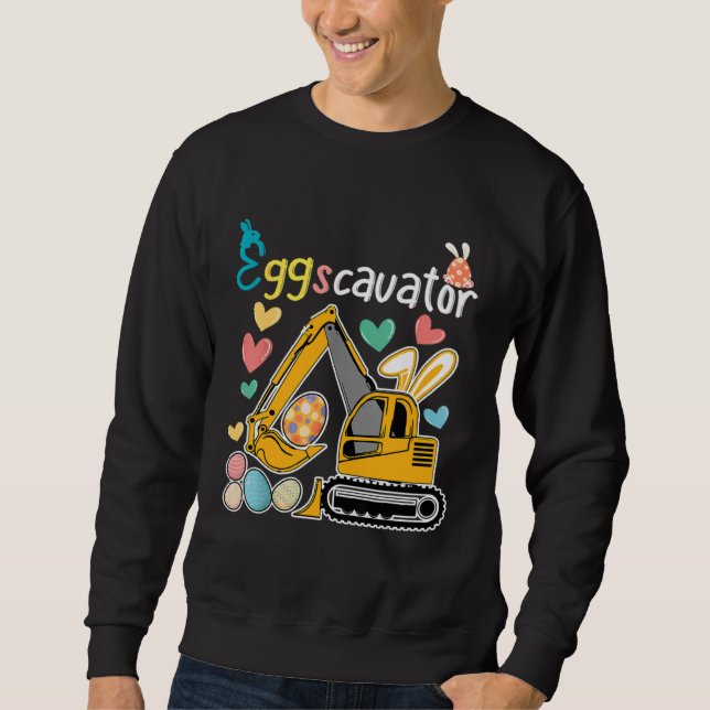 Sudadera Construction Excavator Easter Day Egg Hunt for Boy (Anverso)