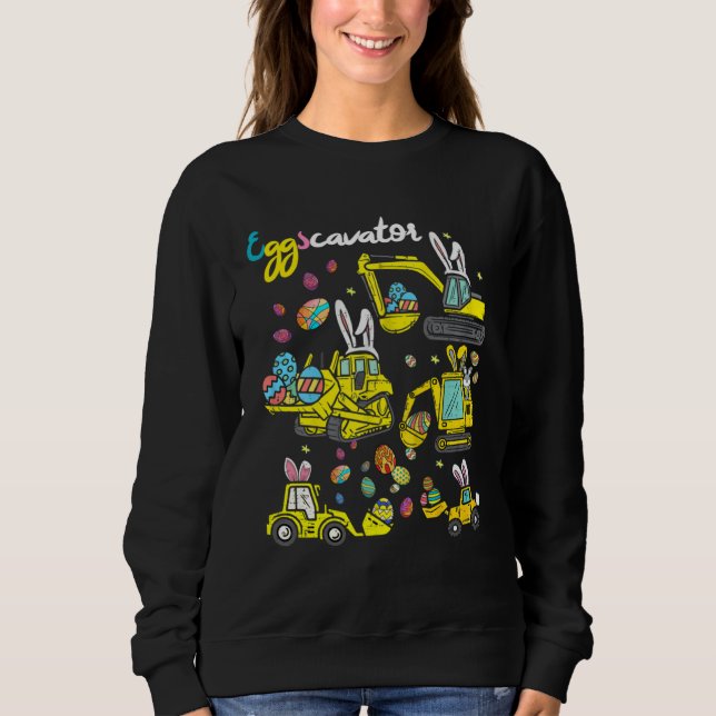 Sudadera Construction Excavator Easter Day Egg Hunt for Boy (Anverso)