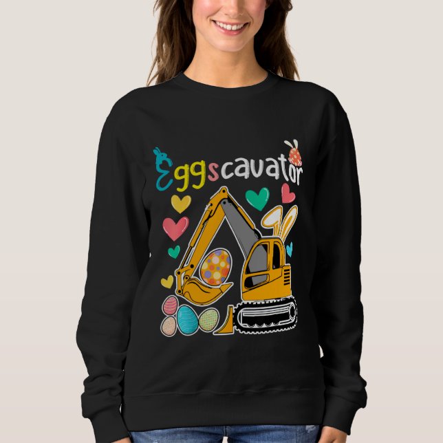 Sudadera Construction Excavator Easter Day Egg Hunt for Boy (Anverso)