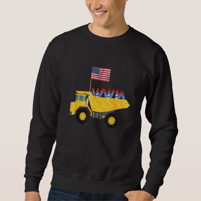 Sudadera Construction Truck 4th of July Firework USA  Patri (Anverso)