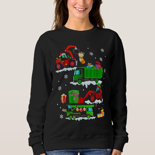 Sudadera Construction Vehicle Christmas Red Trucks Winter B (Anverso)