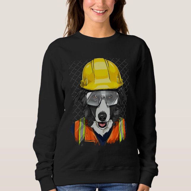 Sudadera Construction Worker Border Collie Laborer Puppy Do (Anverso)