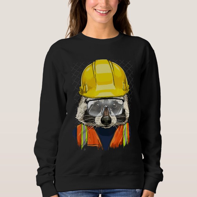Sudadera Construction Worker Raccoon Laborer Animal Raccoon (Anverso)