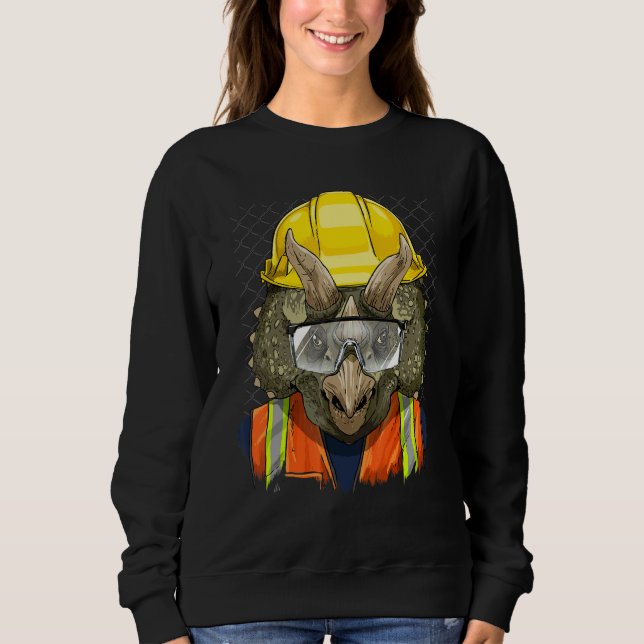 Sudadera Construction Worker Triceratops Dino Laborer Dinos (Anverso)