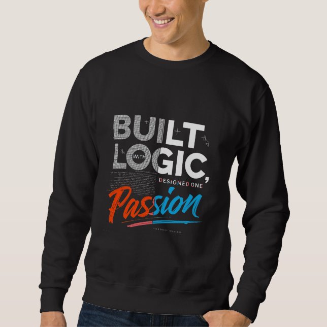 Sudadera Construido Con Lógica Diseñado Con Pasión Tech Pro (Anverso)
