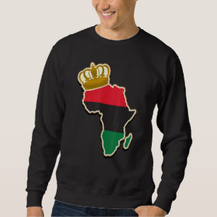 Sudadera Continente africano Rey Corona Real Verde Rojo Neg