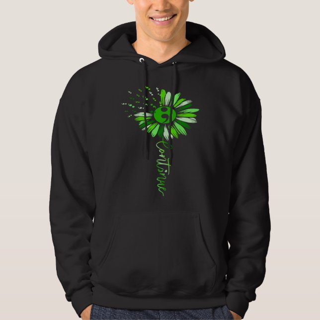 Sudadera Continue Green Semicolon Sunflower Mental Health A (Anverso)