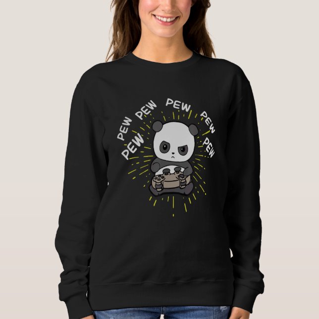 Sudadera Controlador De Jugador Cute Panda Gamer Pew Pew Bo (Anverso)
