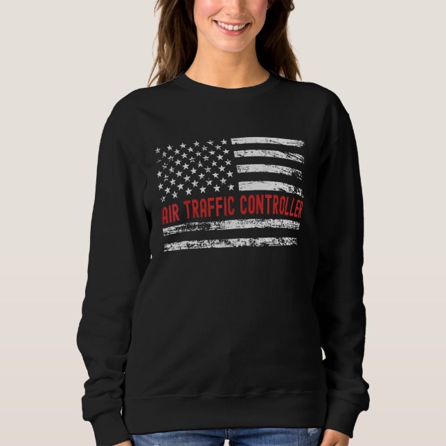 Sudadera Controlador de Tráfico Aéreo Bandera de EE. UU. Pr (Anverso)
