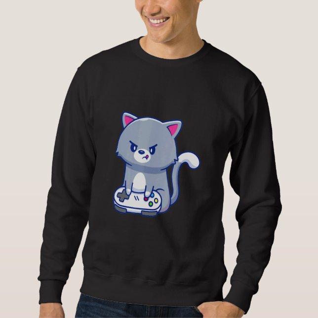 Sudadera Controlador de videojuego Gato Gato Gato Gatito Ki (Anverso)