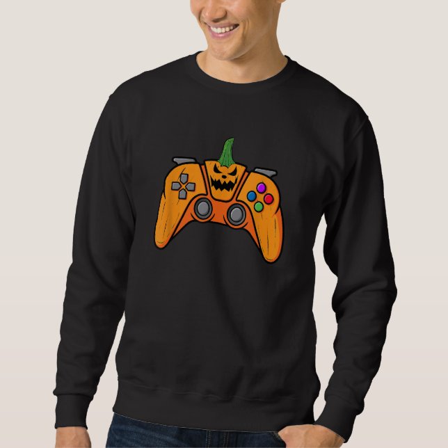 Sudadera Controlador de videojuegos de Halloween con cara d (Anverso)