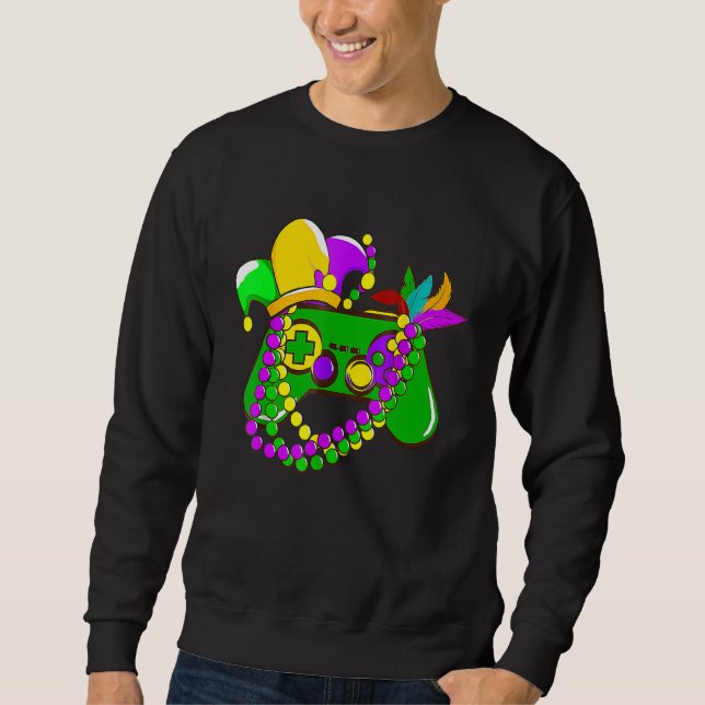 Sudadera Controlador de videojuegos Mardi Gras Jester Gorra (Anverso)