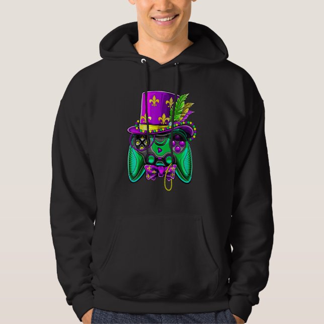 Sudadera Controlador de videojuegos Mardi Gras Jester Gorra (Anverso)