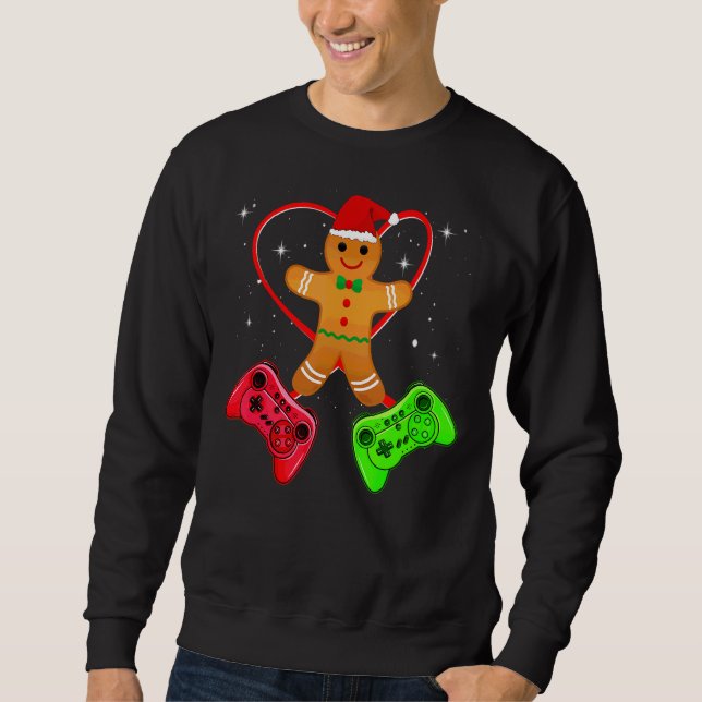 Sudadera Controladores de videojuegos de jengibre Navidad C (Anverso)