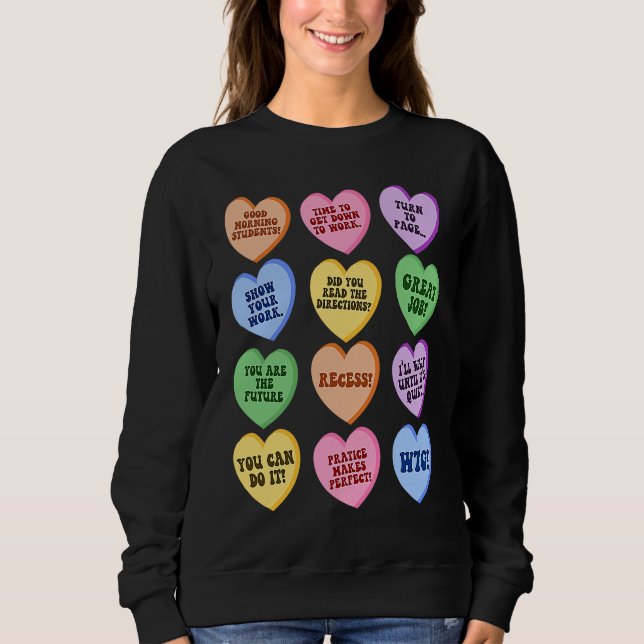 Sudadera Conversación Corazones Groovy Día de San Valentín  (Anverso)