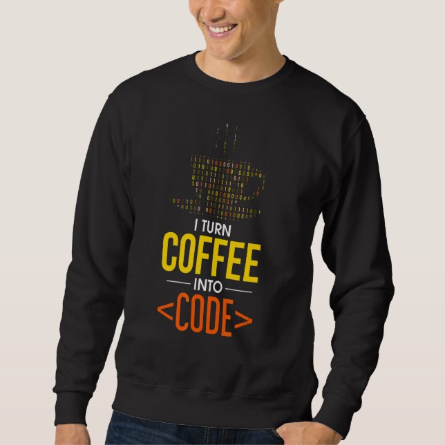 Sudadera Convierto Café En Código Computadora Geek Coder Pr (Anverso)